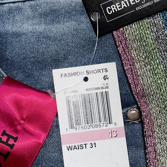 Dollhouse High waist Denim Rainbow Stripe Cutoff Shorts - Picture 8 of 8